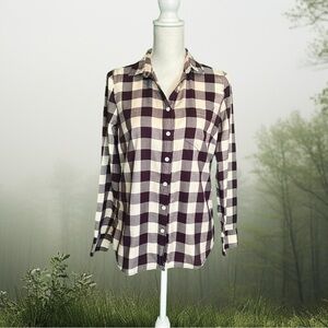 J. Crew ‘Perfect Fit’ Button Down Single Pocket Shirt in Burgundy & Cream Check